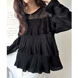 ふんわり大人フェミニン♪ティアードフリルモヘアタッチメッシュ編みニット（長袖） | Classical Elf  | 詳細画像3 