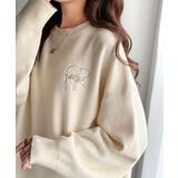 アイボリー | スウェットライクで”魅せる”大人のリラクシーな1枚。胸元サインロゴ刺繍入りニット… | Classical Elf 