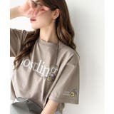 グレージュ | ナチュラルな中に、さりげない華。綿100%ロゴ×フラワー刺繍ビッグTシャツ | Classical Elf