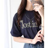 ネイビー | ナチュラルな中に、さりげない華。綿100%ロゴ×フラワー刺繍ビッグTシャツ | Classical Elf