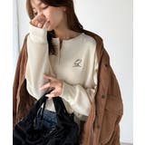 洒落感アップのこなれT。胸刺繍ワッフルオーバーサイズキーネックロンT(長袖) | Classical Elf | 詳細画像7