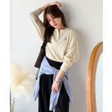 洒落感アップのこなれT。胸刺繍ワッフルオーバーサイズキーネックロンT(長袖) | Classical Elf | 詳細画像8