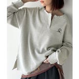 ライトグレー | 洒落感アップのこなれT。胸刺繍ワッフルオーバーサイズキーネックロンT(長袖) | Classical Elf
