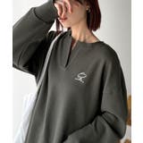 洒落感アップのこなれT。胸刺繍ワッフルオーバーサイズキーネックロンT(長袖) | Classical Elf | 詳細画像18