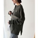 洒落感アップのこなれT。胸刺繍ワッフルオーバーサイズキーネックロンT(長袖) | Classical Elf | 詳細画像23