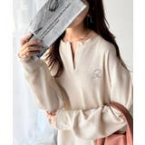 洒落感アップのこなれT。胸刺繍ワッフルオーバーサイズキーネックロンT(長袖) | Classical Elf | 詳細画像24