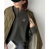 チャコール | 洒落感アップのこなれT。胸刺繍ワッフルオーバーサイズキーネックロンT(長袖) | Classical Elf