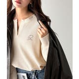 洒落感アップのこなれT。胸刺繍ワッフルオーバーサイズキーネックロンT(長袖) | Classical Elf | 詳細画像28