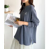 洒落感アップのこなれT。胸刺繍ワッフルオーバーサイズキーネックロンT(長袖) | Classical Elf | 詳細画像33