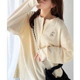 洒落感アップのこなれT。胸刺繍ワッフルオーバーサイズキーネックロンT(長袖) | Classical Elf | 詳細画像1