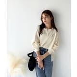 洒落感アップのこなれT。胸刺繍ワッフルオーバーサイズキーネックロンT(長袖) | Classical Elf | 詳細画像3