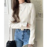 華奢見え叶える程よいフィット感。配色メロウリブニットトップス（長袖） | Classical Elf  | 詳細画像2 