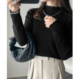 華奢見え叶える程よいフィット感。配色メロウリブニットトップス（長袖） | Classical Elf  | 詳細画像8 