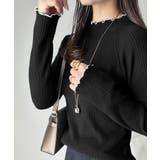 華奢見え叶える程よいフィット感。配色メロウリブニットトップス（長袖） | Classical Elf  | 詳細画像9 