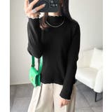 華奢見え叶える程よいフィット感。配色メロウリブニットトップス（長袖） | Classical Elf  | 詳細画像10 