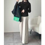 華奢見え叶える程よいフィット感。配色メロウリブニットトップス（長袖） | Classical Elf  | 詳細画像12 