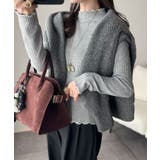 華奢見え叶える程よいフィット感。配色メロウリブニットトップス（長袖） | Classical Elf  | 詳細画像15 