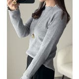 華奢見え叶える程よいフィット感。配色メロウリブニットトップス（長袖） | Classical Elf  | 詳細画像17 