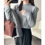 華奢見え叶える程よいフィット感。配色メロウリブニットトップス（長袖） | Classical Elf  | 詳細画像18 