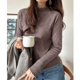 華奢見え叶える程よいフィット感。配色メロウリブニットトップス（長袖） | Classical Elf  | 詳細画像29 