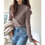 華奢見え叶える程よいフィット感。配色メロウリブニットトップス（長袖） | Classical Elf  | 詳細画像31 