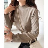 華奢見え叶える程よいフィット感。配色メロウリブニットトップス（長袖） | Classical Elf  | 詳細画像34 