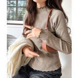 華奢見え叶える程よいフィット感。配色メロウリブニットトップス（長袖） | Classical Elf  | 詳細画像36 