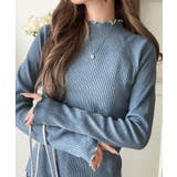 華奢見え叶える程よいフィット感。配色メロウリブニットトップス（長袖） | Classical Elf  | 詳細画像41 