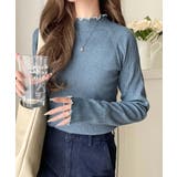 華奢見え叶える程よいフィット感。配色メロウリブニットトップス（長袖） | Classical Elf  | 詳細画像43 