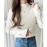 華奢見え叶える程よいフィット感。配色メロウリブニットトップス（長袖） | Classical Elf  | 詳細画像1 