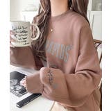 ブラウン | 今っぽカジュアルの本命スウェット♪エンブレム風らくがき刺繍入りフロッキープリント… | Classical Elf 