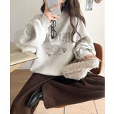 今っぽカジュアルの本命スウェット♪エンブレム風らくがき刺繍入りフロッキープリント… | Classical Elf  | 詳細画像22 