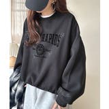 今っぽカジュアルの本命スウェット♪エンブレム風らくがき刺繍入りフロッキープリント… | Classical Elf  | 詳細画像1 