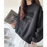 今っぽカジュアルの本命スウェット♪エンブレム風らくがき刺繍入りフロッキープリント… | Classical Elf  | 詳細画像3 