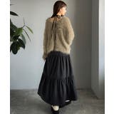 ブラック×ベージュ | 二度見の華やかさ。シャギーニット×ティアードキャミワンピースセット | Classical Elf