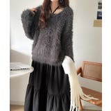 二度見の華やかさ。シャギーニット×ティアードキャミワンピースセット | Classical Elf | 詳細画像1