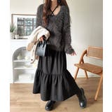 二度見の華やかさ。シャギーニット×ティアードキャミワンピースセット | Classical Elf | 詳細画像2