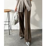 ブラウン | 大人脚長シルエット♪ダンボール素材ピンタックフレアパンツ | Classical Elf 