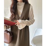 ブラウン | 肉厚素材が気になるスタイルをカバー♪前後2wayダンボールハーフジップジャンプス… | Classical Elf 