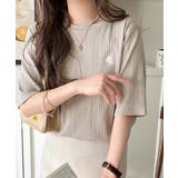 品よく、すっと、毎日に馴染む。オーガニックコットンランダムリブ胸元刺繍Tシャツ（… | Classical Elf  | 詳細画像34 