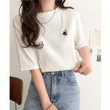品よく、すっと、毎日に馴染む。オーガニックコットンランダムリブ胸元刺繍Tシャツ（… | Classical Elf  | 詳細画像2 