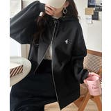 羽織って暖か、さらりと洒落感。胸元ワンポイント刺繍裏起毛ダブルジップパーカー | Classical Elf  | 詳細画像6 