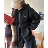 羽織って暖か、さらりと洒落感。胸元ワンポイント刺繍裏起毛ダブルジップパーカー | Classical Elf  | 詳細画像7 