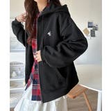 羽織って暖か、さらりと洒落感。胸元ワンポイント刺繍裏起毛ダブルジップパーカー | Classical Elf  | 詳細画像1 