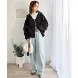 悩まずお洒落、着るだけでサマになる。クロップドワイドダンボール切替パーカー（長袖… | Classical Elf  | 詳細画像8 