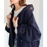 ネイビー | バランスの良い丈感でさりげなくスタイルアップ♪クロップドワイド裏起毛切り替えパー… | Classical Elf