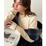 甘さ控えめ、配色メロウがイマドキ。ダブルフリル使いリブニットプルオーバー(長袖) | Classical Elf | 詳細画像1