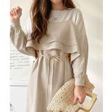 ベージュ | 上品シルエットが大人可愛い。ダブルフリルキャミワンピース（ロング丈） | Classical Elf 