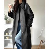 杢チャコール | ロング丈比翼ステンカラーコート | Classical Elf