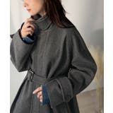 杢チャコール | 大人の魅力を引き立てる、上品な一着。ベルト付き比翼メルトンコート(ロング丈) | Classical Elf